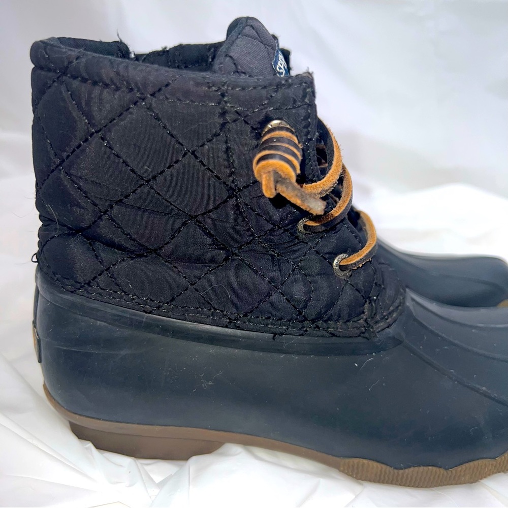 Sperry Black Saltwater Rubber Duck Boots Girl's Big Kids Size 3 Waterproof - Picture 8 of 13